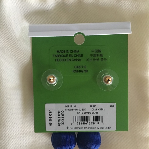 Kate Spade Blue Dangly Bauble Earrings - Picture 3 of 3